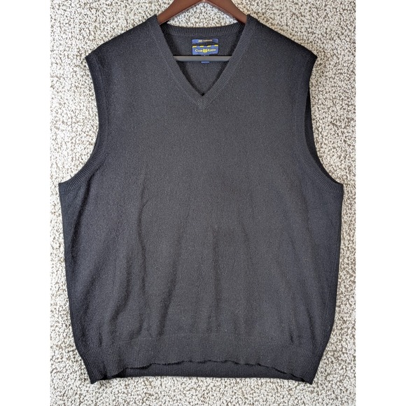 Club Room 100‎ Percent Cashmere Vest Men's Large Black Athleisure Golf Tennis - Picture 1 of 8